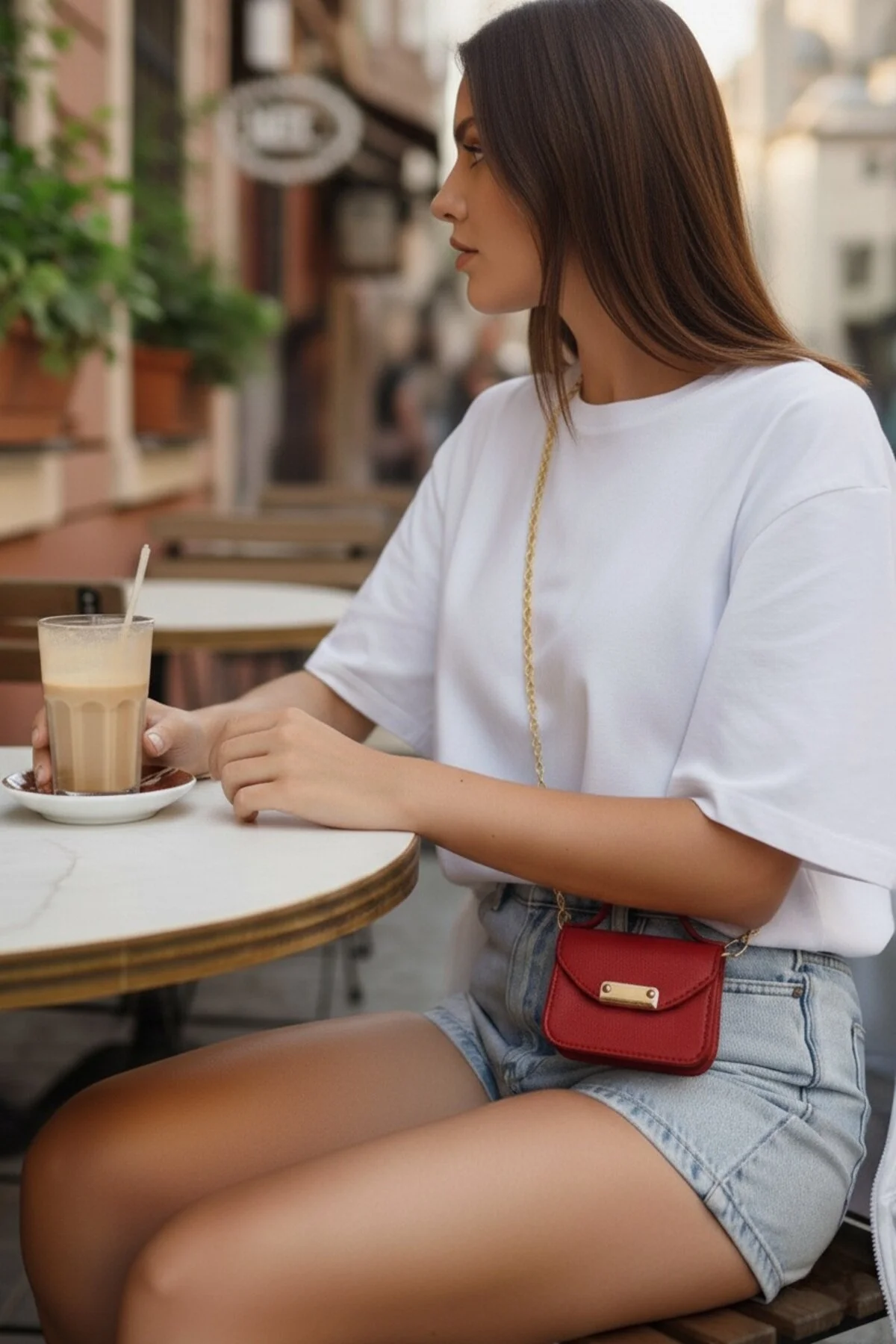 Nube Siyah Mini Zincir Askılı Kartlık Elden Tutmalı Çapraz Çanta 10x7cm - Görsel 3
