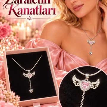 OYNAR KANATLI MELEK FİGÜRLÜ ÇELİK KOLYE Melek Kanadı Kolye, Sarkıtlı Gümüş Renk Kadın Kolyesi, Şık Hediye Kutulu, Sevgiliye Doğum Günü ve Yıldönümü Hediyesi Ciddi İlişki