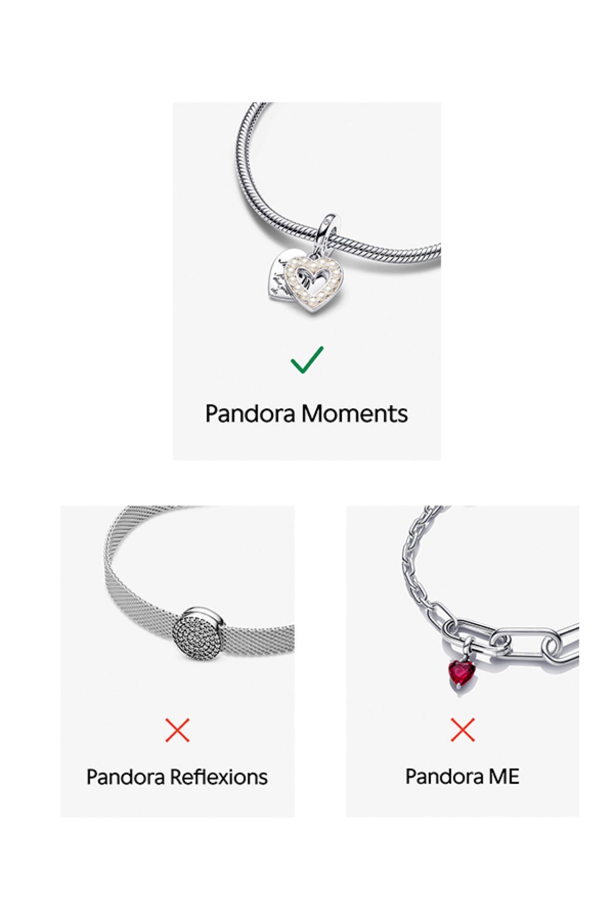 Pandora Moments Kalp Klipsli 925 Ayar Gümüş Yılan Zinciri Bileklik Charm Uyumlu