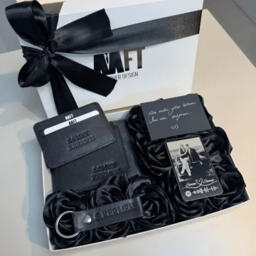Paris Rose Box Set | Hakiki Deri Erkek Cüzdan - 8001 Napa Siyah