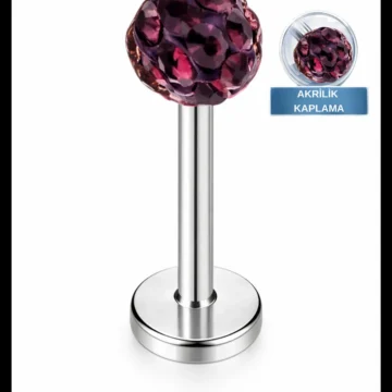 Paslanmaz Kararmaz Cerrahi Çelik Zirkon Taşlı Kıkırdak Dudak Burun Tragus Piercing (beyaz)