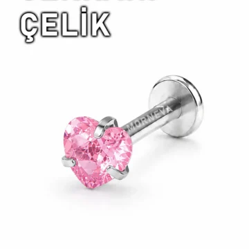 Pembe Yıldız Cerrahi Çelik Kristal Taş Conch Lobe Helix Kıkırdak Tragus Piercingi (1 Adet)