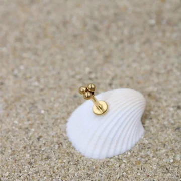 Piercing Cerrahi Çelik Piercing Kıkırdak Tragus Conch Helix Gold Renk Küçük Üç Top Labret