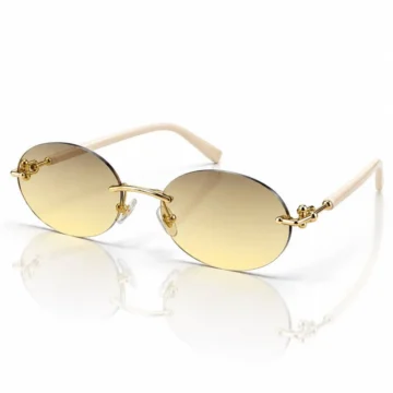 Premium Gold Detaylı Çerçevesiz Kahverengi UV400 Kadın Güneş Gözlüğü | Modern & Zamansız Tasarım