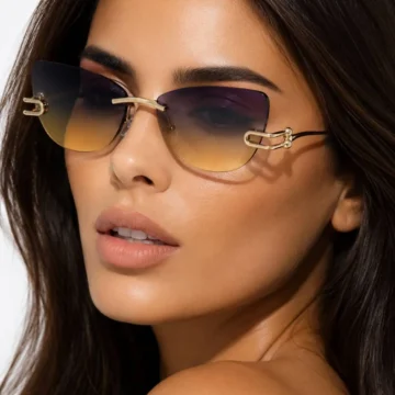 Premium Gold Detaylı Çerçevesiz Unisex Güneş Gözlüğü | UV400 Korumalı | Lüks Tasarım