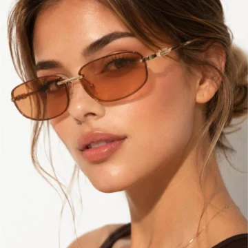 Premium Gold Detaylı Çerçevesiz Unisex Güneş Gözlüğü | UV400 Korumalı | Lüks Tasarım