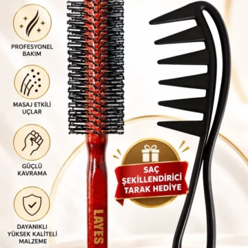 Professional Erkek Saç Fön Fırçası + Şekillendirici Tarak