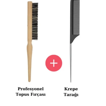 Profesyonel Topuz Fırçası ve Çelik Saplı Krepe Tarağı