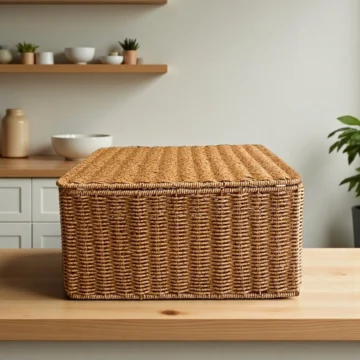 Rattan Dekoratif Dikdörtgen Organizer Sepet L 38X29 cm