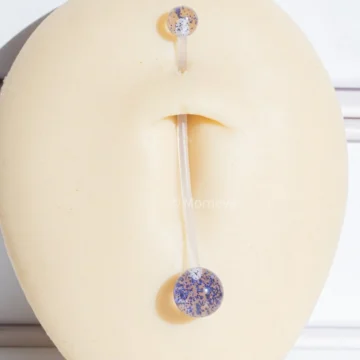 Renkli Top Antialerjik Görünmez Esnek Bioplast Hamile Göbek Belly Piercingi 36mm Bar (1 Adet)