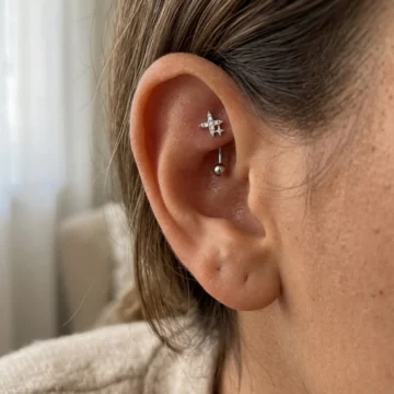 Rook Çelik Piercing Yıldız Figürlü Zirkon Taşlı