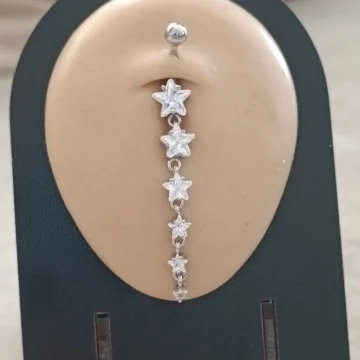 Sallantılı Göbek piercing Yıldızlı zirkon taşlı
