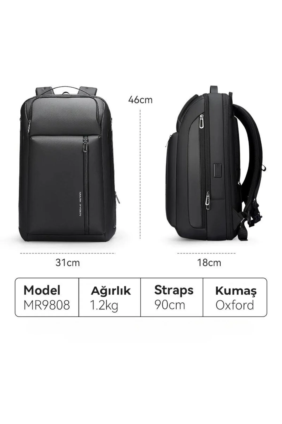 Scalable Çok Bölmeli Laptop Sırt Çantası Şarj Kiti G1_mr9808_00 46x18x31 Cm - Görsel 7