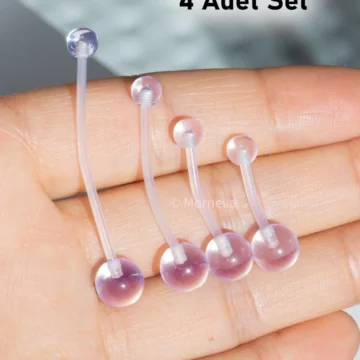 Şeffaf Antialerjik Görünmez Esnek Bioplast Hamile Göbek Belly Piercingi (4 Adet Set)