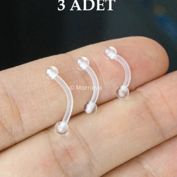 Şeffaf Görünmez Bioplast Daith Rook Tragus Smiley Banana Kaş Piercingi (3 Adet)