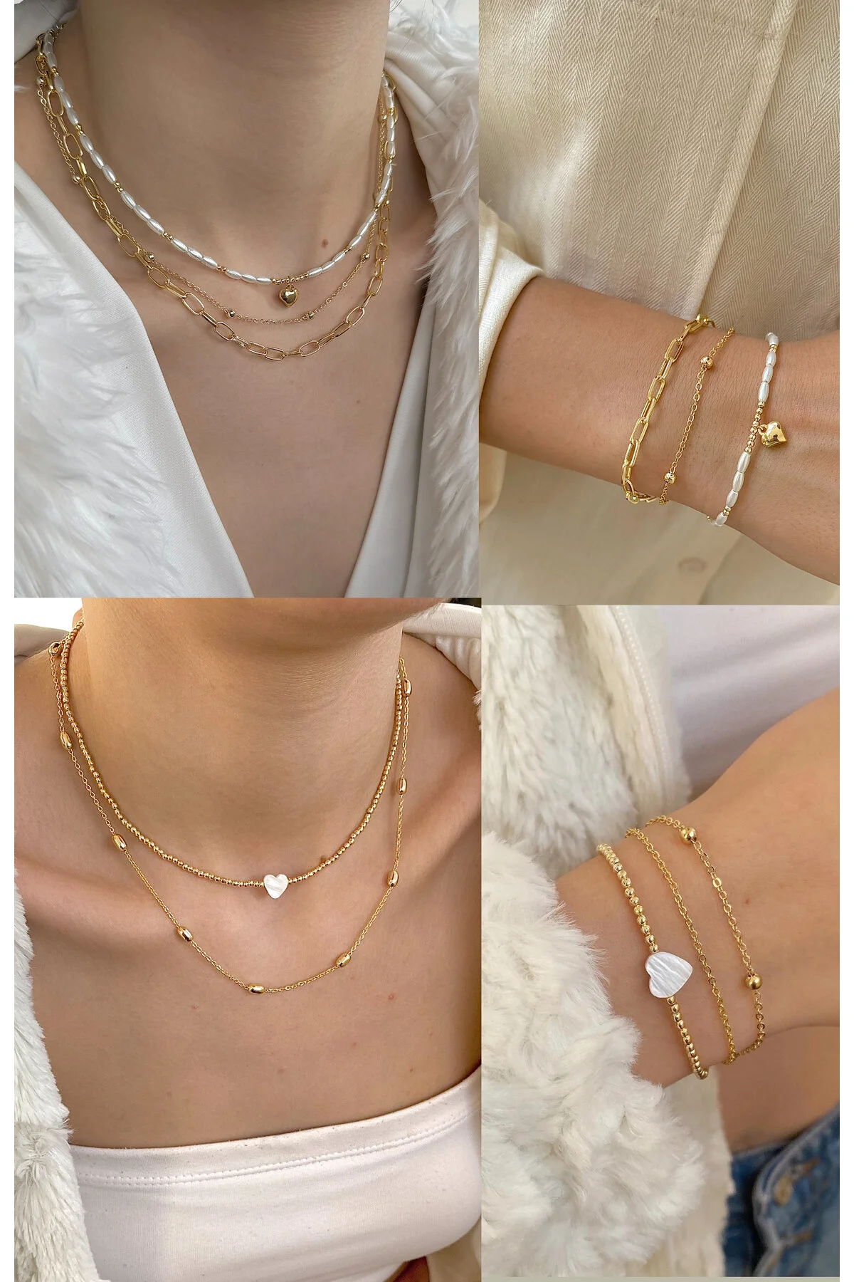 Set kombin kolye kombin bileklik 4 lü trend özel seri