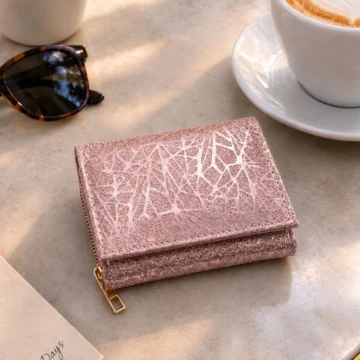 Simli Fermuarlı Ve Çıtçıtlı Bozuk Para Bölmeli Kadın Cüzdan Kartlık (9,5cm*7,5cm)