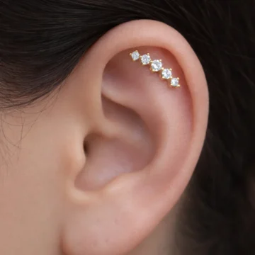 Sıralı Taşlı Helix Piercing Kıkırdak Tragus Lob Conch Piercing Taş Detaylı