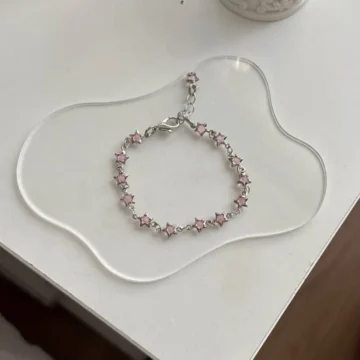 Sıralı Yıldız Detaylı Beyaz StarGirll Bileklik