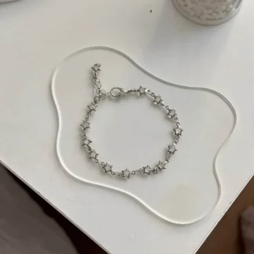 Sıralı Yıldız Detaylı Pembe StarGirll Bileklik