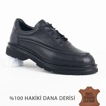 Siyah 100%Hakiki Deri Erkek Klasik ayakkabı Ortopedik Tabanlı VT80