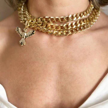 Siyah Anka Detaylı Choker Kolye