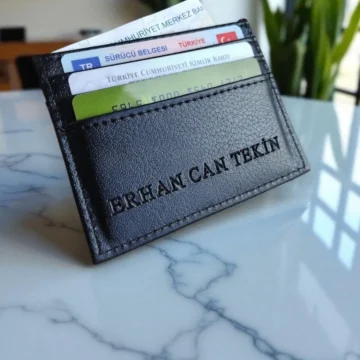 Siyah Erkek Cüzdan Isim Baskılı Kişiye Özel