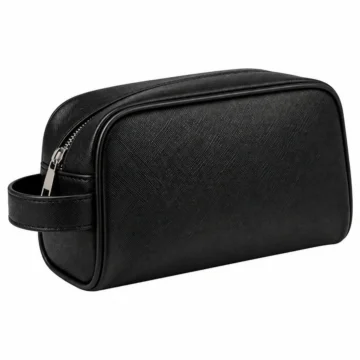 Siyah Erkek El Çantası Fermuarlı Portföy Clutch Çanta – Günlük Kullanım Traş Organizer