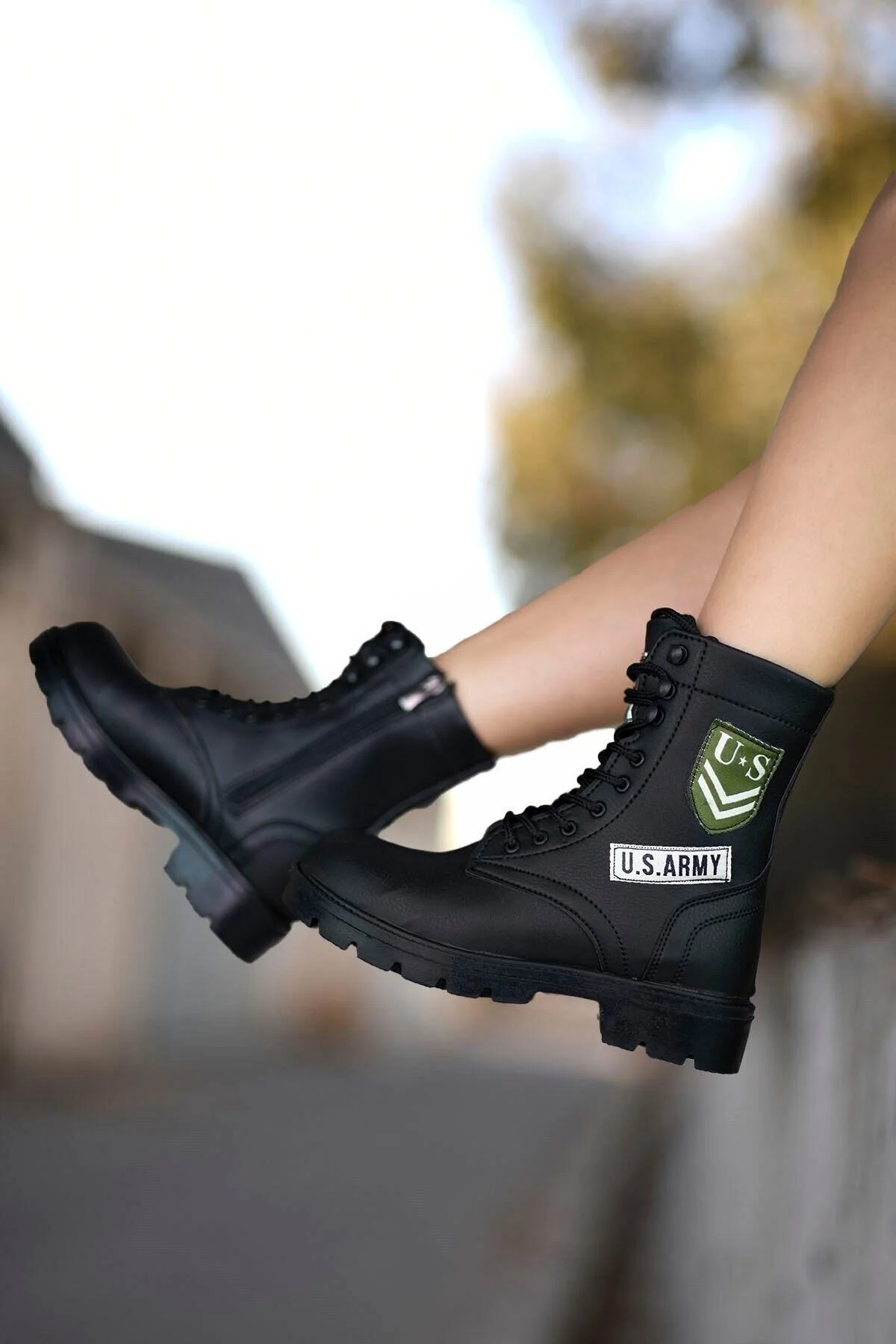 Siyah Unisex Biker Bot 0012538 - Görsel 9