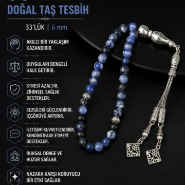 Sodalit Doğal Taş Tesbih 33lük - 6mm