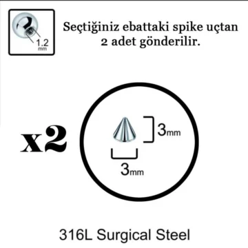 Spike Piercing Ucu Cerrahi Çelik Piercing Topu (2 adet)