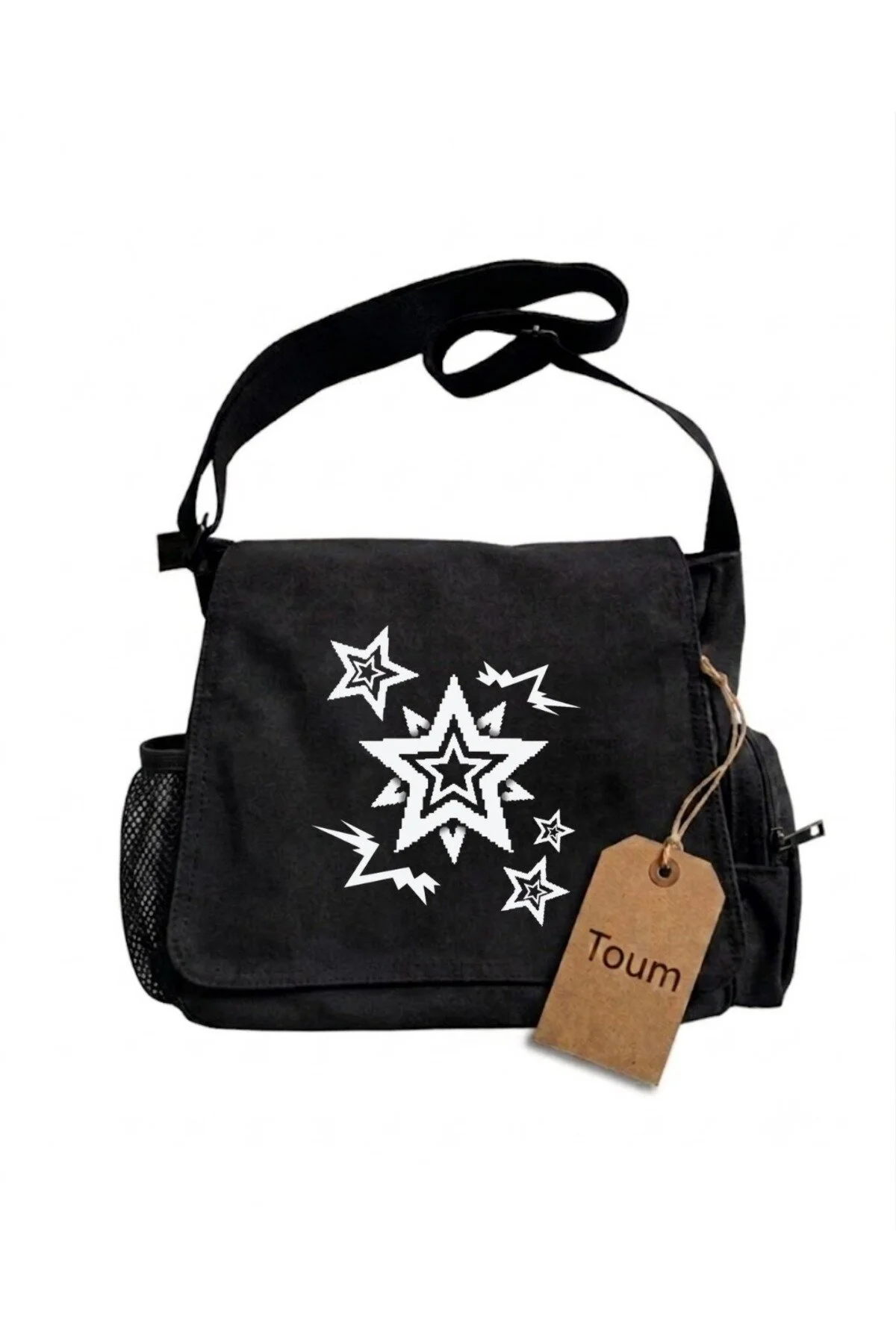 Star Graffiti Baskılı Unisex Postacı Çantası - Görsel 4