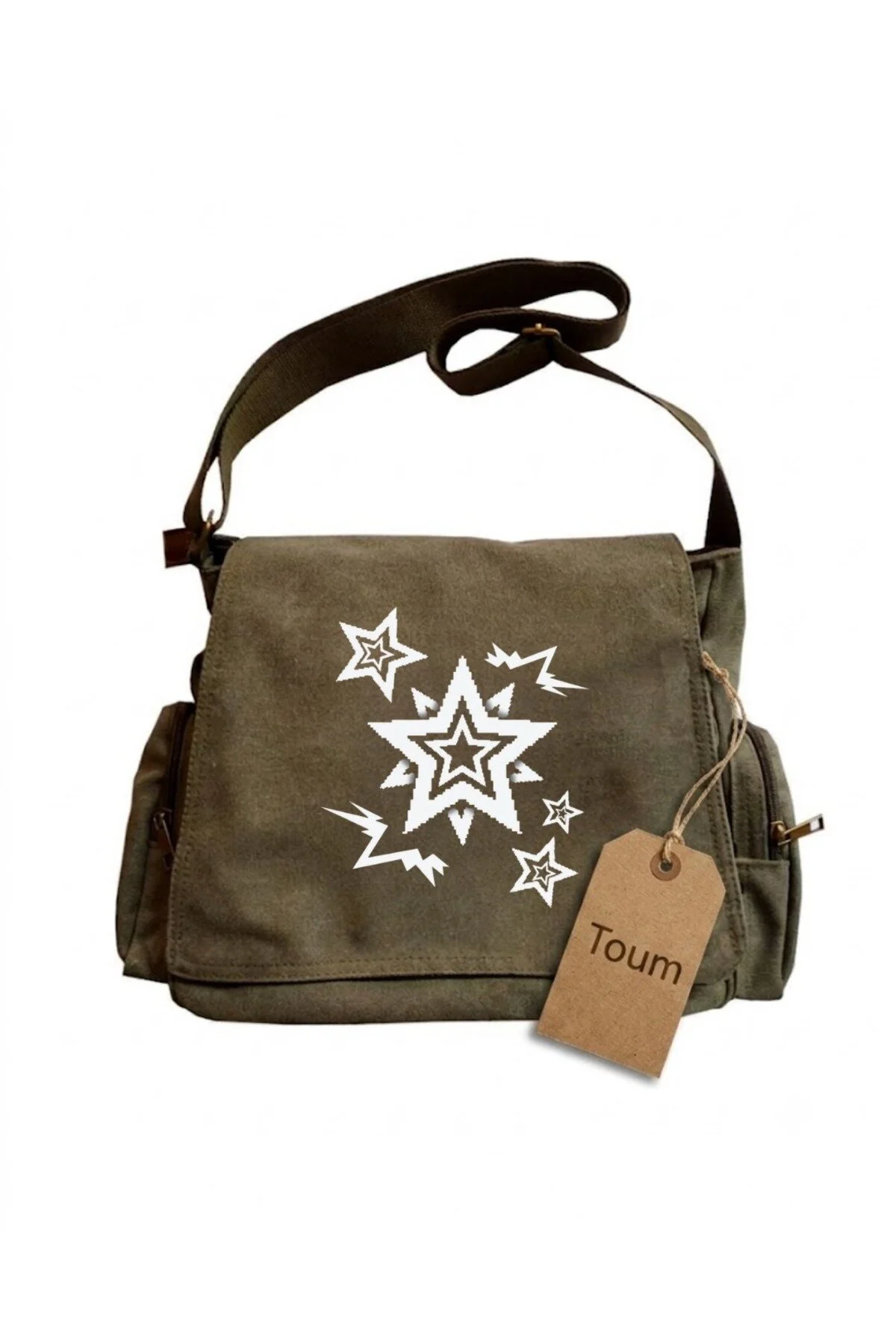 Star Graffiti Baskılı Unisex Postacı Çantası - Görsel 5