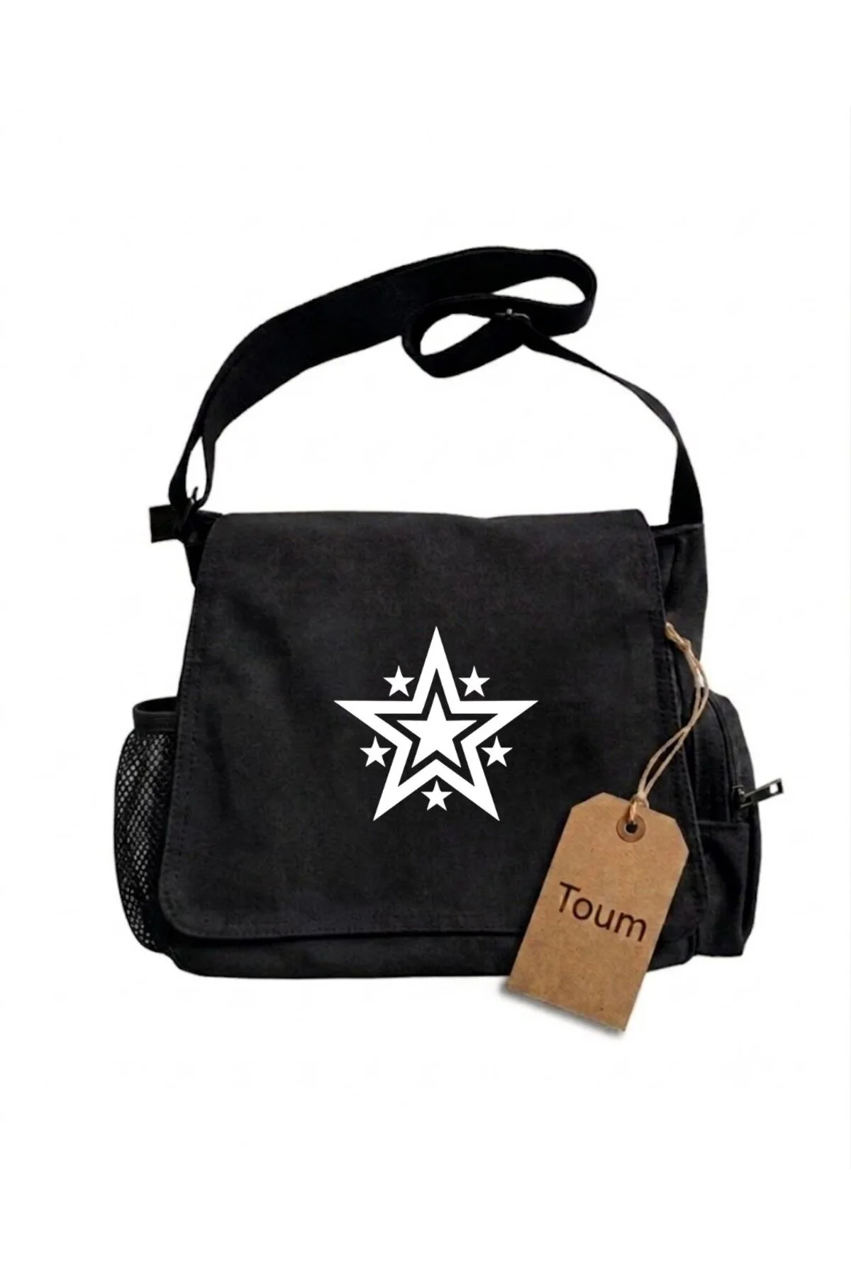 Star Graffiti Baskılı Unisex Postacı Çantası - Görsel 5