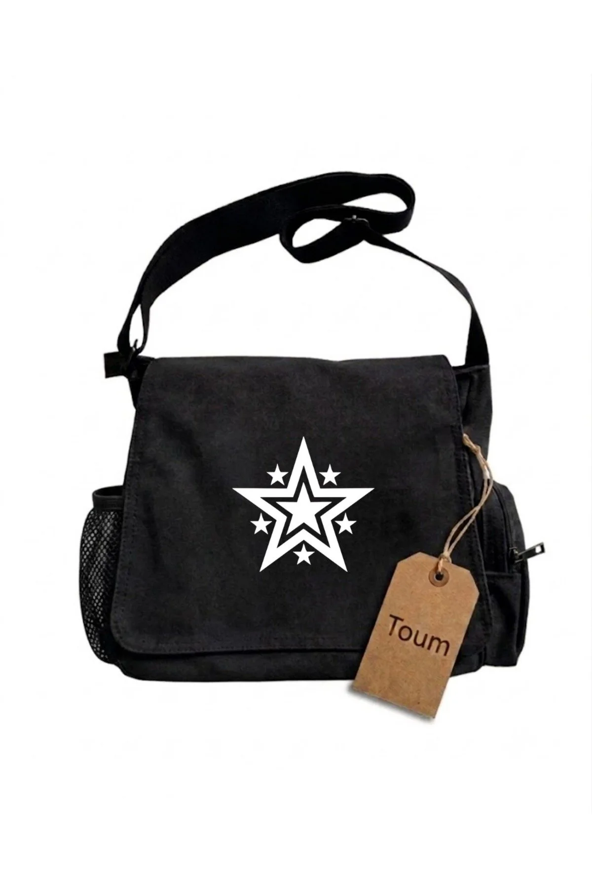 Star Graffiti Baskılı Unisex Postacı Çantası - Görsel 6