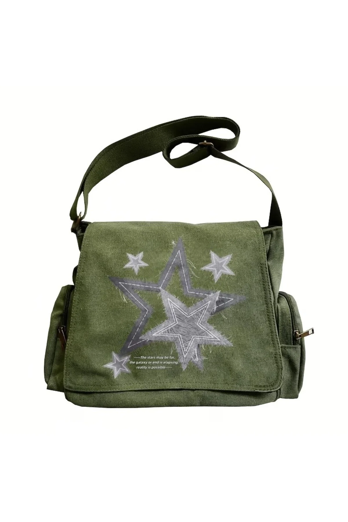 Star Graffiti Baskılı Unisex Postacı Çantası - Görsel 7