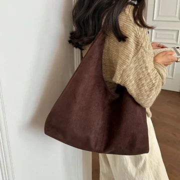 Süet Siyah Shopper Vintage Çanta 284