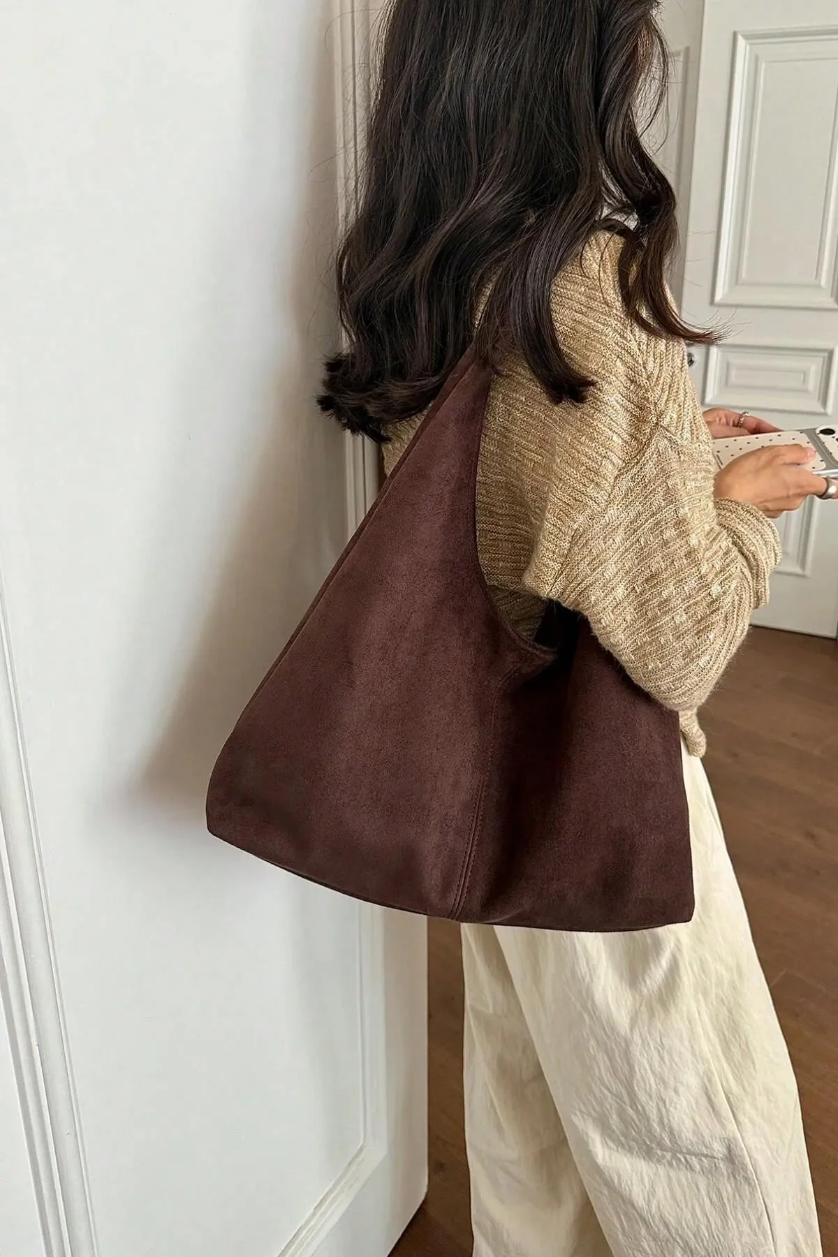 Süet Siyah Shopper Vintage Çanta 284
