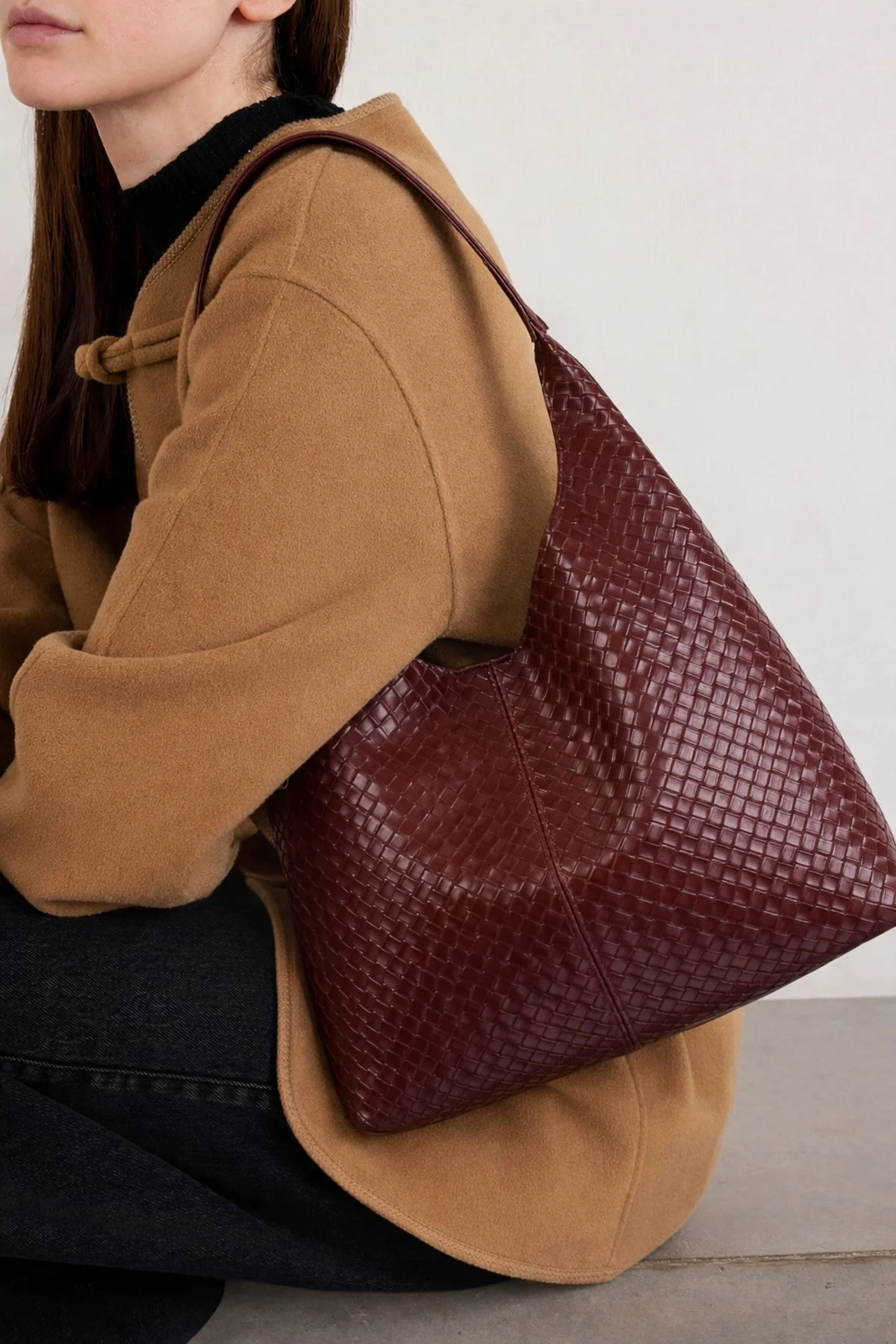 Süet Siyah Shopper Vintage Çanta 284 - Görsel 5