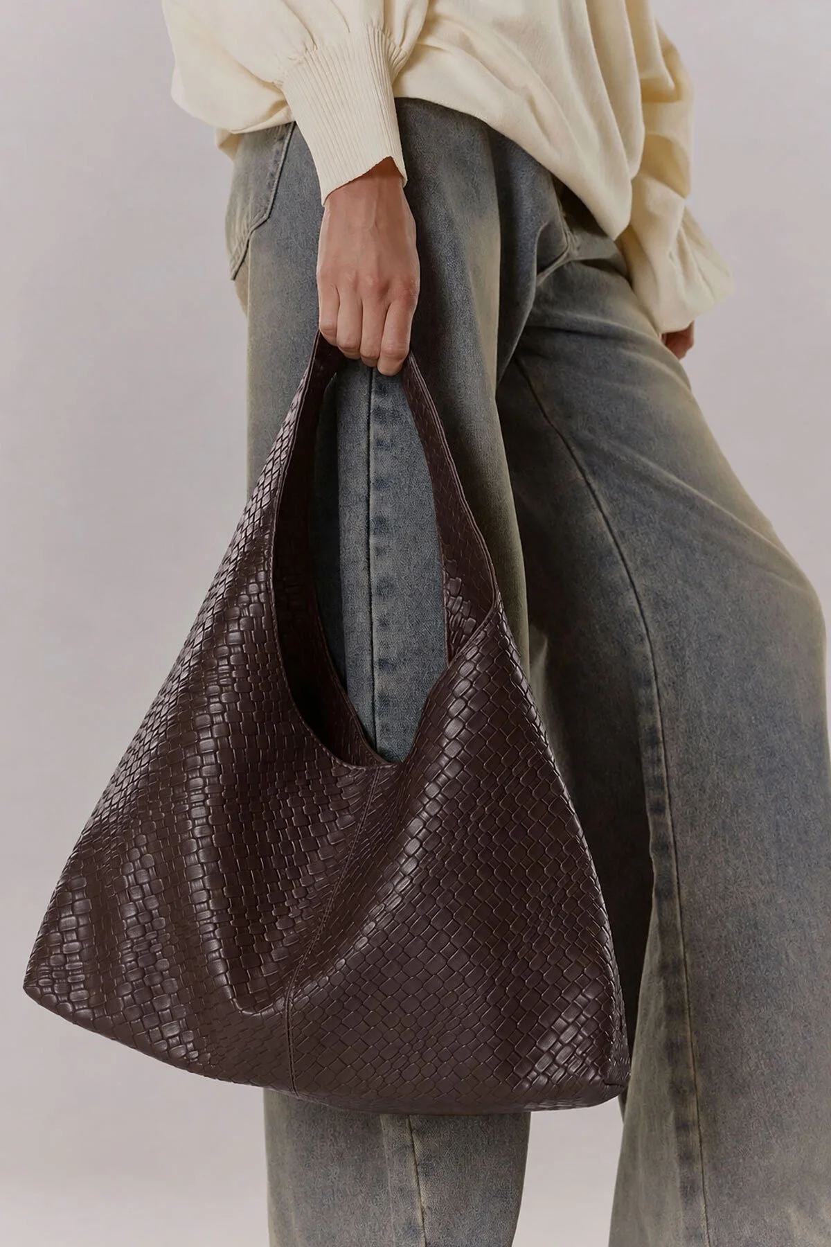 Süet Siyah Shopper Vintage Çanta 284 - Görsel 6