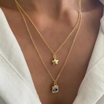 Summer Star Altın Renk İkili Kombin Kolye