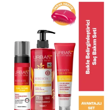 Tarak Hediyeli Hibiscus & Shea Butter Bukle Belirginleştirici 3'lü Saç Bakım Seti