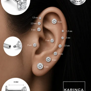 Taşlı Piercing Kulak Tragus Forward Helix Flat Conch Dudak Burun Nostril Kıkırdak Cerrahi Çelik Küpe