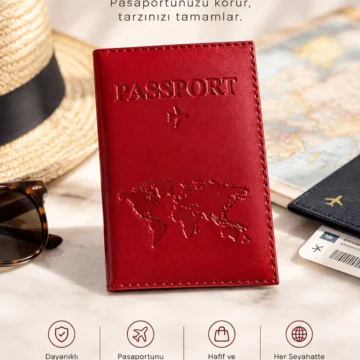 Tekli Pembe Deri Pasaport Kılıfı