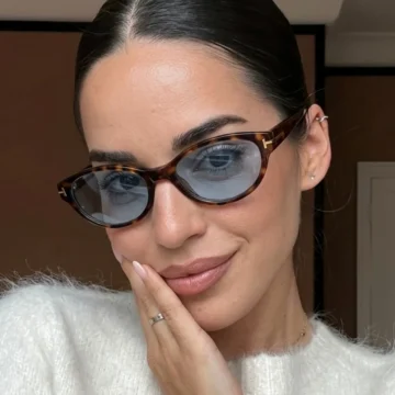 Tessa Kadın Güneş Gözlüğü leopar çerçeve Oval Kedi Gözü ANTİREFLE mavi cam 50 Ekartman