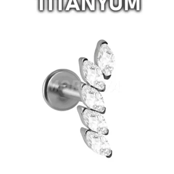 Titanyum Minimal Sıralı Badem Taşlar Kulak Tragus Helix Conch Piercingi (1 Adet)