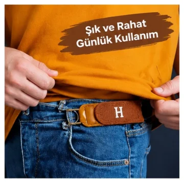 Tokasız Kemer Pantolon Bel Ayarlayıcı – Pratik Kullanımlı Kemer Alternatifi, Şık Tasarım, Kahverengi