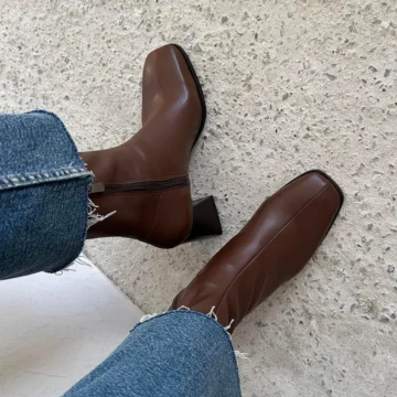 Trew Kadın Streç Bilekli Orta Boy Topuklu Bot Siyah