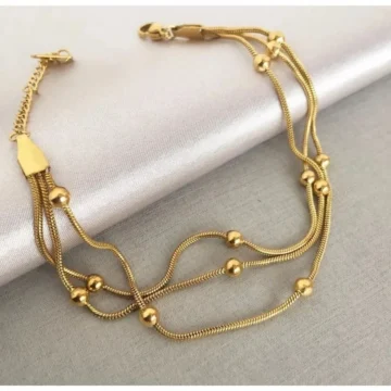 Üç zincirli dorika gold çelik bileklik