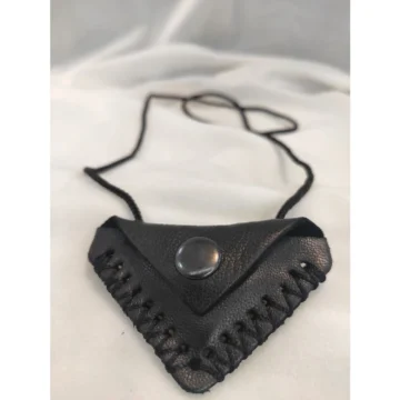 Üçgen Orta Boy Cevşen/Muska Siyah Deri 60 cm Unisex Kullanıma Uygun Türk Osmanlı